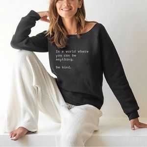 Om & Ah London “Be Kind” Cozy Pullover Black New Womens Size XXL